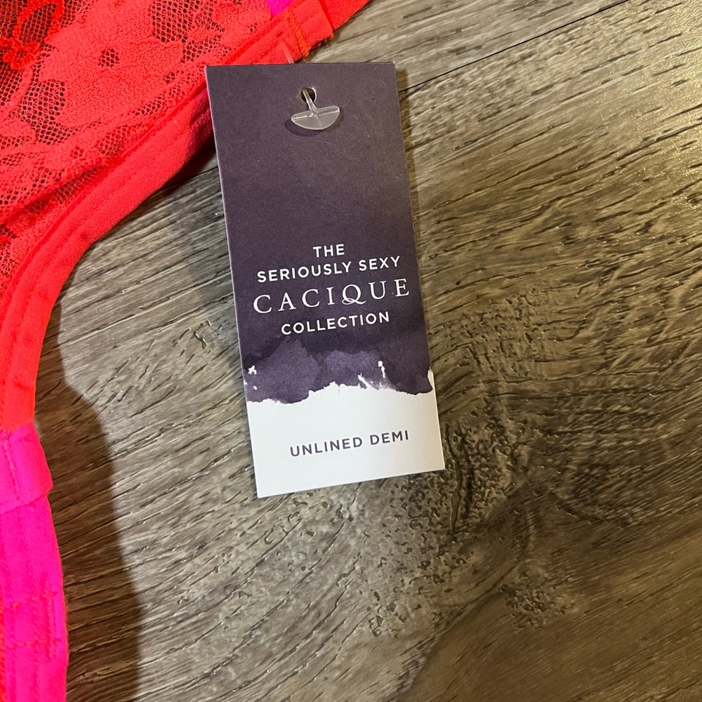 Cacique Flower Lace Unlined Demi Bra - Picture 3 of 7